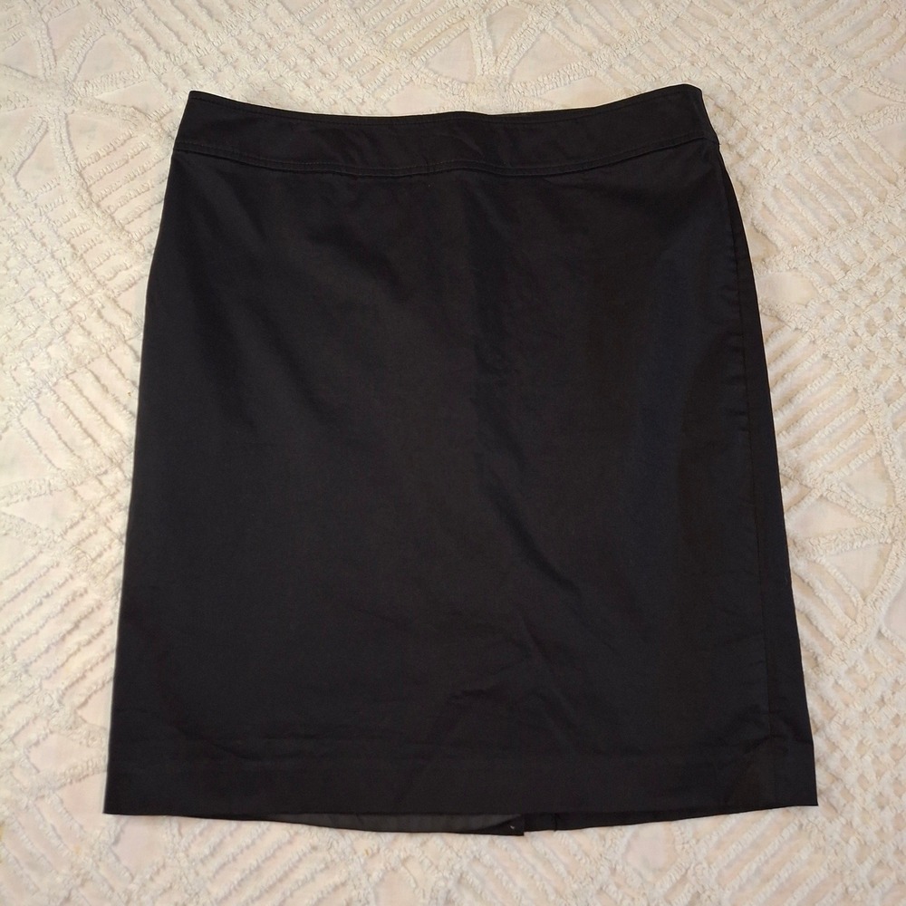 Ann Taylor LOFT Womens 10 Pencil Skirt Black Cotton Blend Professional Workwear
